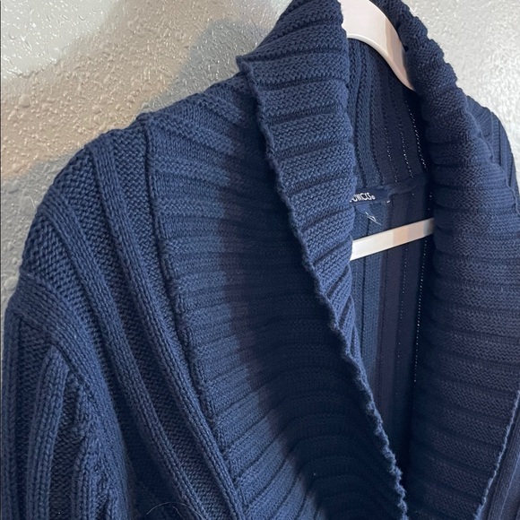 Chadwicks Navy Blue Ribbed Thick Knit Sweater, Shawl Collar Pullover Size L - Picture 5 of 12